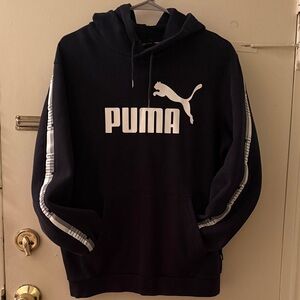 Puma Men's Black Hoodie with Silver Accents S/M worn W/TLC